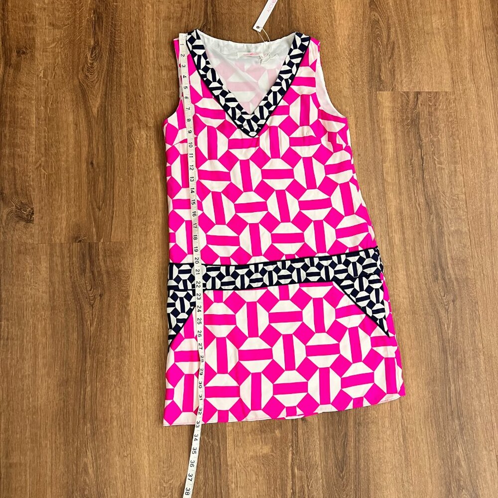 NEW Alice & Trixie Magenta Navy Graphic Mod Silk Dress Sz XS - Picture 3 of 11